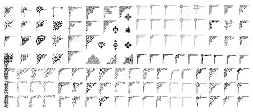 Vector illustration of decorative corner frame set. Vintage corner set. vector frame corners