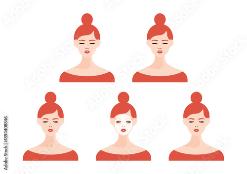 女性のスキンケアのイラスト素材