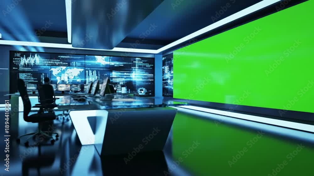 custom made wallpaper toronto digitalGreen Screen tv studio news room background blue newsroom bakground control backdrop for any or chroma key video production blurred of at station loop 3d rendering scene 4 with distortion, overlay