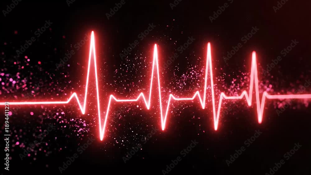 custom made wallpaper toronto digitalDynamic Red Pulse Waveform on Black Background - Medical Visualization.