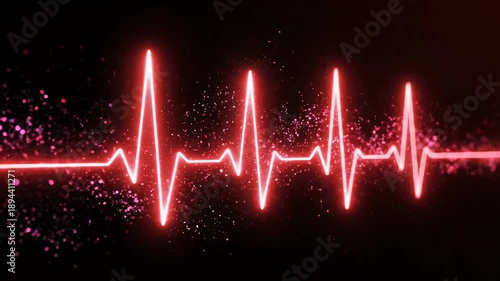 Wallpaper Mural Dynamic Red Pulse Waveform on Black Background - Medical Visualization. Torontodigital.ca