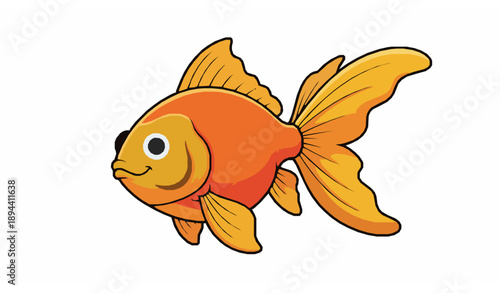 Cute cartoon goldfish side view vector illustration isolated on white
