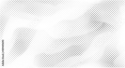 Abstract halftone dotted gradient texture with varying dot density. Monochrome dotwork background pattern.