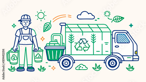 Urban Ecology Service: Waste Recycling Concept with Professional Staff and Specialized Truck