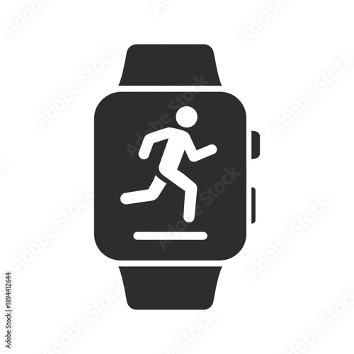fitness tracker smartwatch in running mode silhouette icon