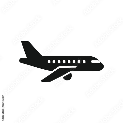 airplane flying in the sky silhouette vector icon