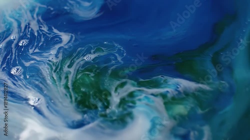 Wallpaper Mural Abstract fluid art with blue, green, and white colors, creating a unique design. Torontodigital.ca