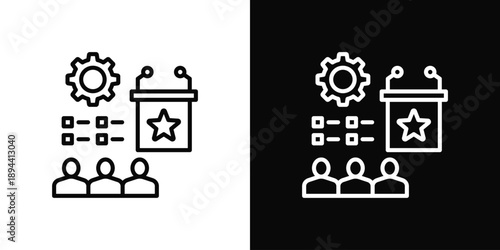 Leadership Program Icon White And Black Background Style