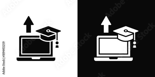 Skill Training Icon White And Black Background Style