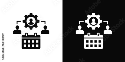 Workforce Planning Icon White And Black Background Style