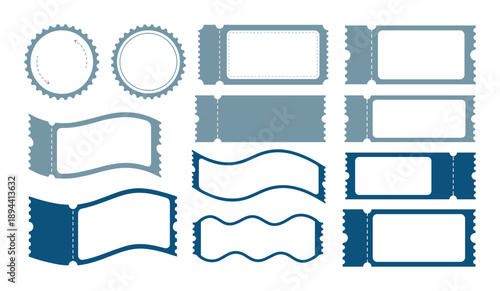 Blue tickets with diverse designs, perfect for customizable event and entrance passes creation.