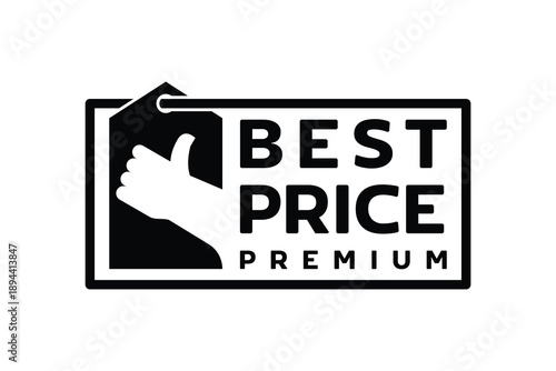 Strong best price logo featuring thumbs up gesture symbolizing trusted value and customer satisfaction. Ideal for ecommerce platforms, promotions, price comparison services, and retail branding.