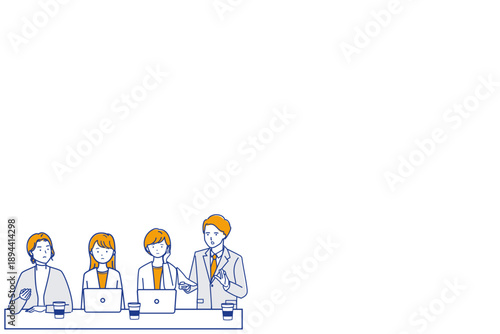 Business meeting discussion illustration, no clear conclusion with copy space　(color variation)