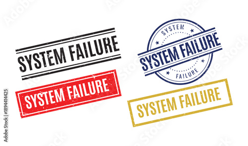 collection of colorful system failure rubber stamps in red blue black and yellow for technical errors