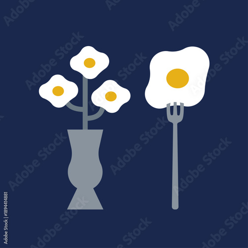 花と目玉焼きのイラスト