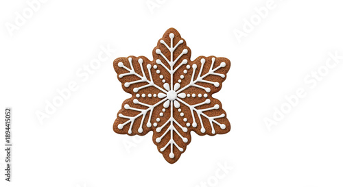 Snowflake Shaped Gingerbread Cookie with White Icing