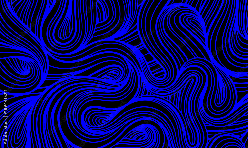 Fototapeta premium Abstract black and blue wavy flowing line pattern background. abstract flow pattern.