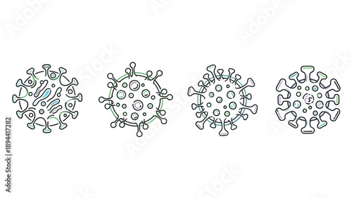 Virus Cells Illustration Simple Line Art.