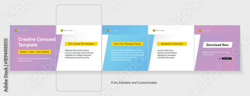 Set of LinkedIn carousel post, social media Instagram carousel post, modern and editable business carousel template design