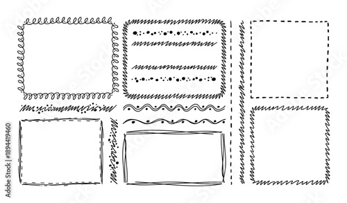 Hand-drawn doodle frames, sketch borders collection for cards, notes, invitation design, or other creative projects.