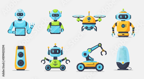 Computer keyboards and mice arranged in a grid.