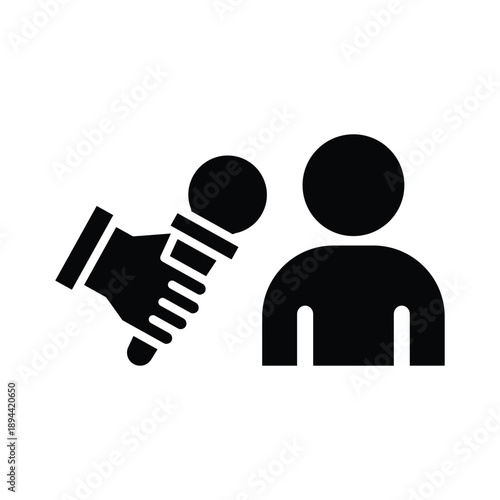  media interview glyph icon illustration vector graphic.eps