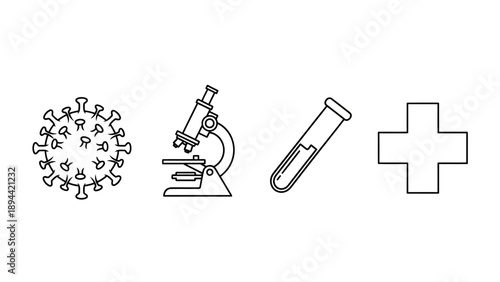 Virus Microscope Test Tube Medical Cross.