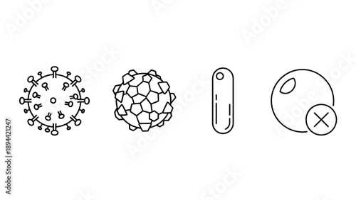 Virus Particles and Bacteria Illustrations.