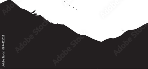 Black and white mountain landscape silhouette nature scene
