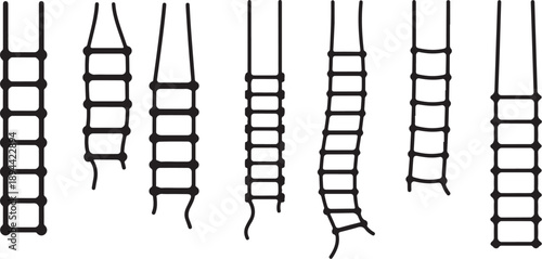Variety of Rope Ladders on White Background Illustration Set