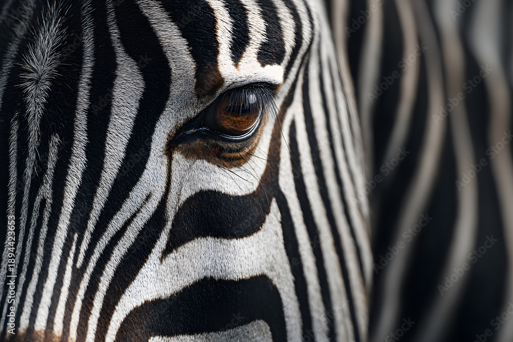 Fototapeta premium Intense Close-up of a Zebra's Eye