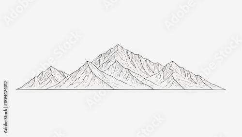 Detailed sketch of a majestic mountain range with sharp peaks.