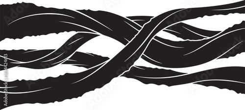 Black and white abstract art with wavy lines design