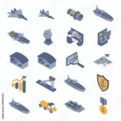 Naval and Military Tech Icons Set