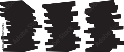 Abstract black shapes on white background graphic design elements