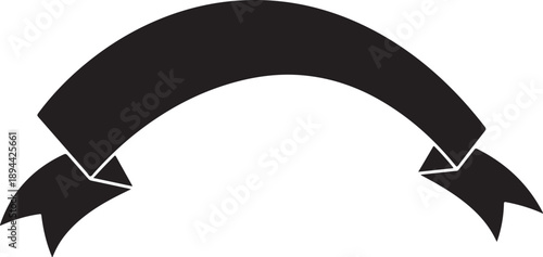 Black ribbon banner symbol on white background illustration design