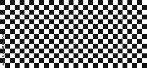 Classic black and white checkerboard pattern background. High contrast square grid creates a bold optical texture. Ideal for racing themes, retro design, and graphic backdrops.