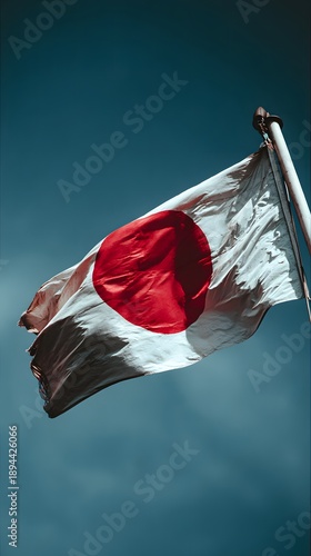 Wallpaper Mural Japanese flag waving in the wind against a clear blue sky, a symbol of national pride and identity Torontodigital.ca