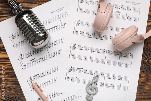 Music sheets with headphone...