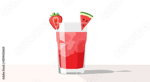 Refreshing Strawberry Watermelon Drink Illustration