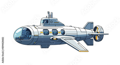 Whimsical Cartoon Submarine for Underwater Exploration
