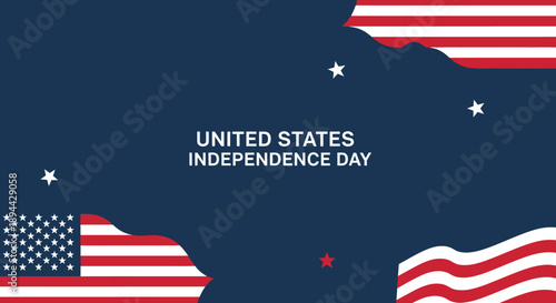 Minimalist Graphic United States Flag and Star Decoration for Independence Day