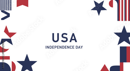 Modern Geometric USA Independence Day Celebration Graphic Element Design Template