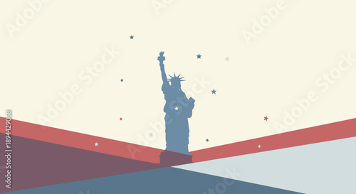 Minimalist Silhouette Statue of Liberty with Starry Sky Independence Celebration