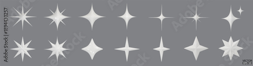 3d white star sparkle illustration. Sparkles emoji icon. 3D vector illustration.