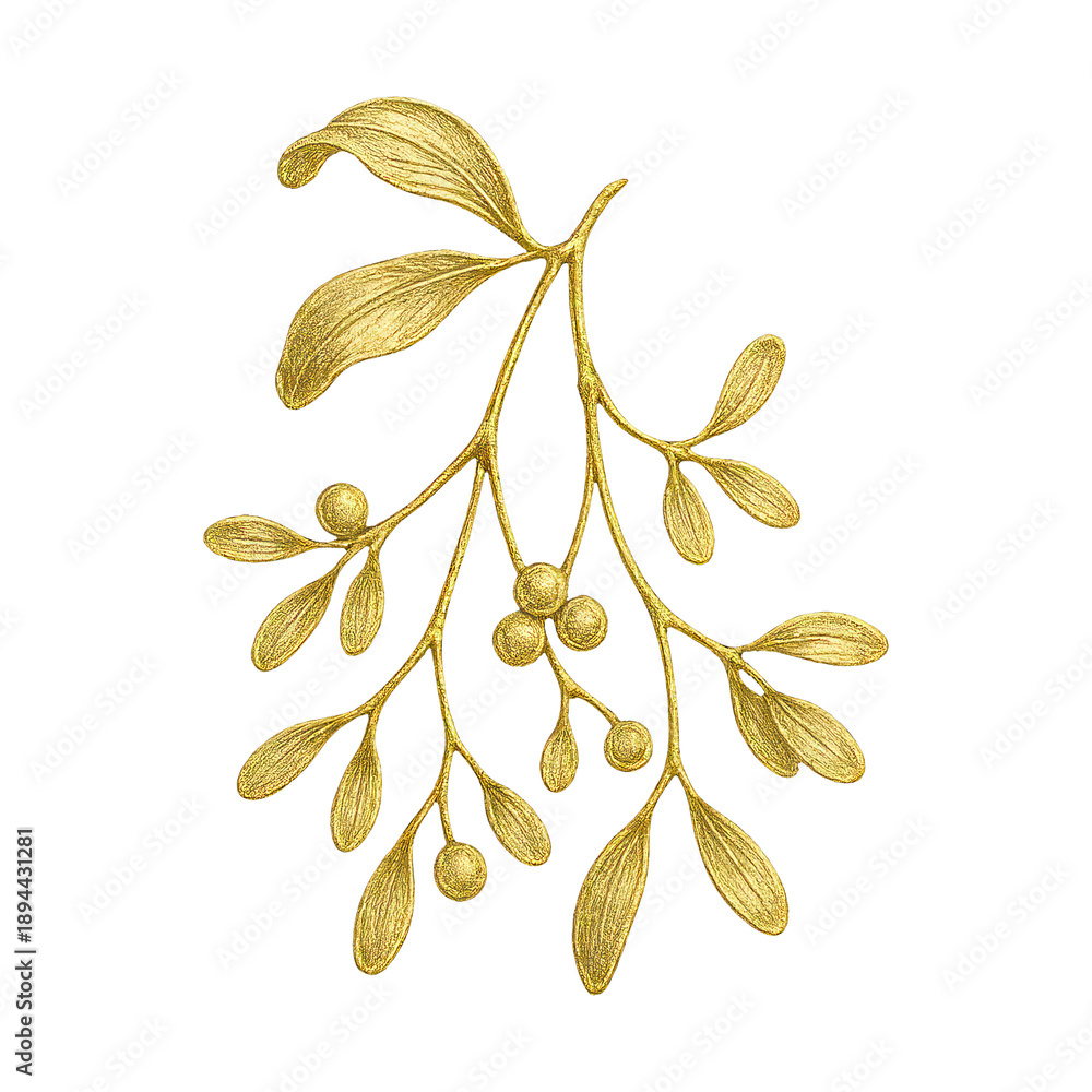 Naklejka premium PNG Elegant golden botanical illustration.