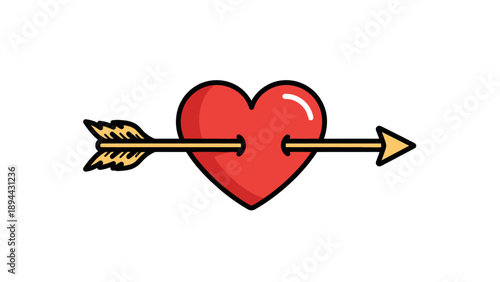 Heart pierced by an arrow, a classic symbol of love and romance.