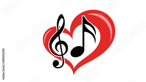 Heart with musical notes and treble clef