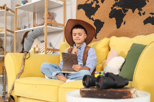 Cute little cowboy with not...