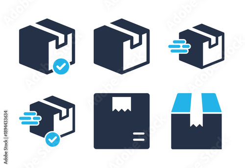 Shipping and Package Logistics icon set. Solid glyph series icons